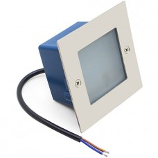 Φωτιστικό Χωνευτό Τετράγωνο LED 1W 230V 3000K Θερμό Φως Αλουμινίου Inox IP65